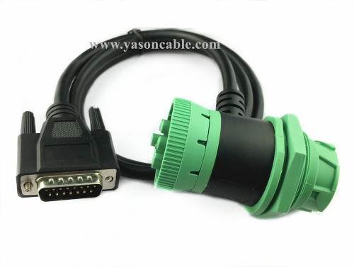 Green Type 2 J1939 M/F pass through to DB15 cable