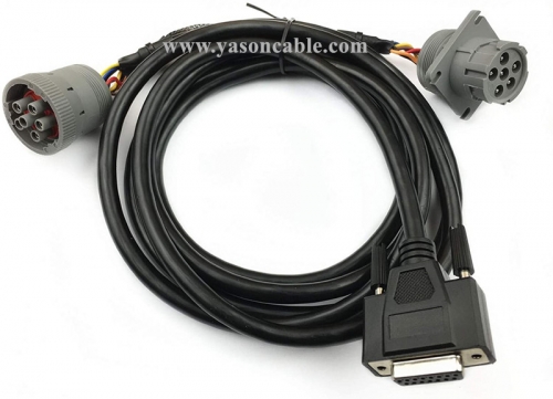 J1708 6pin Male to Female to DB15 Splitter Y Cable for Truck Freightliner ELD Device