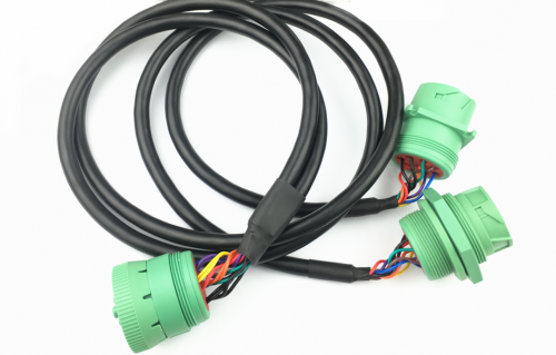 Green J1939 Male To 2pcs Green Dual J1939 Female Y Cable
