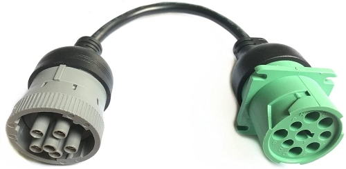Low Profile Green J1939 Male To J1708 Female ELD Cable