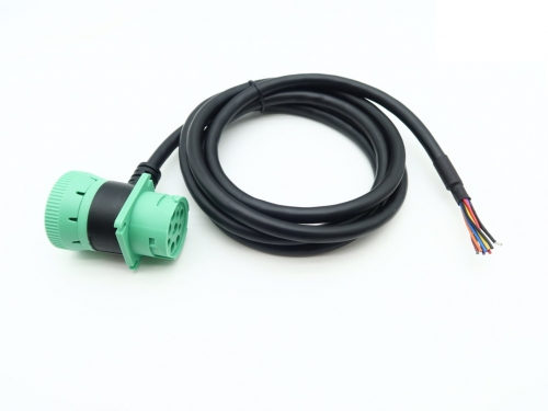 Green J1939M/F Pass-Through To Open End Cable 2m