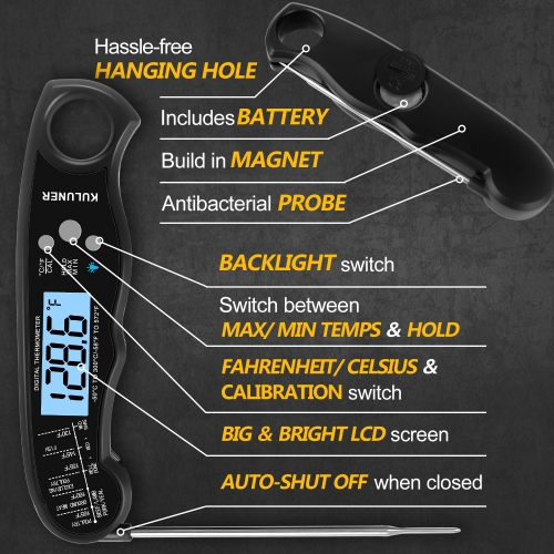 KULUNER TP-01 Waterproof Digital Instant Read Meat Thermometer