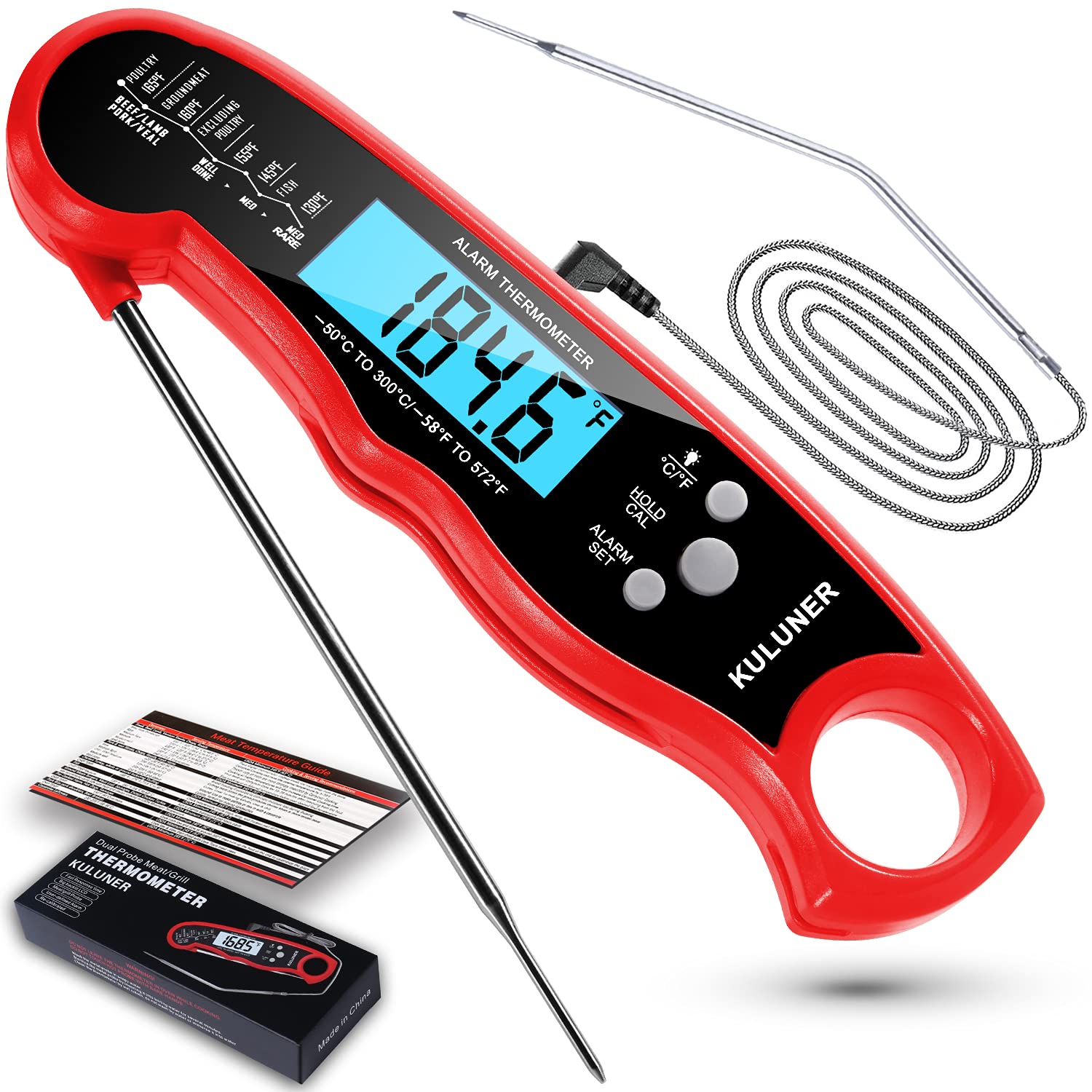 Fast Instant Read Meat Thermometer, Waterproof Digital Food