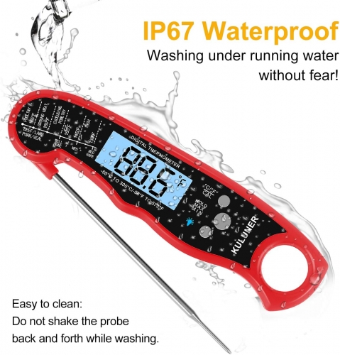 Digital Meat Thermometer, Waterproof Instant Read Food Thermometer