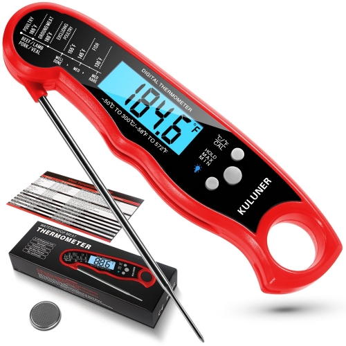 Kizen Digital Waterproof Instant Read Meat Thermometer - Red