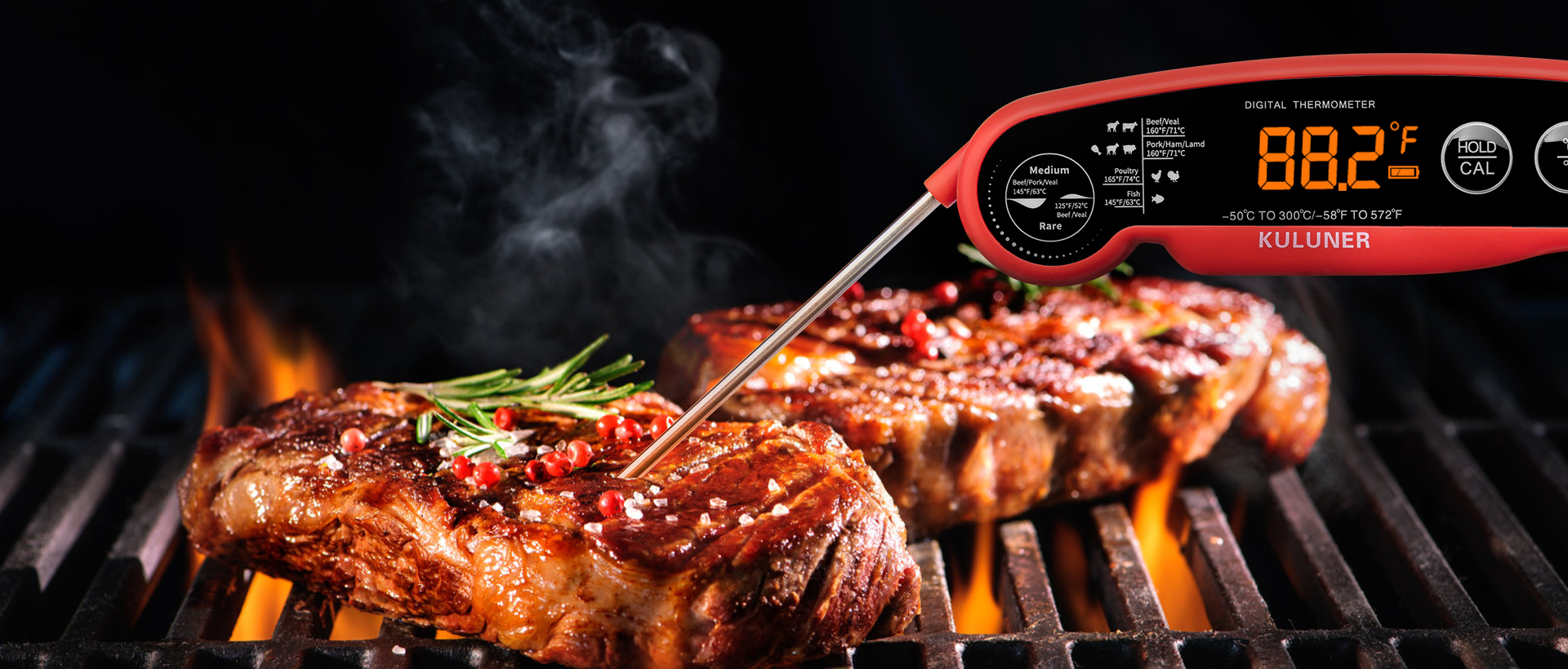 KULUNER TP-01 Waterproof Digital Instant Read Meat  Thermometer(Orange)---Time-limited spike product