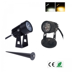 3W AC100-240V / DC12V mini lampe de jardin à gazon avec LED Spike / Base IP65