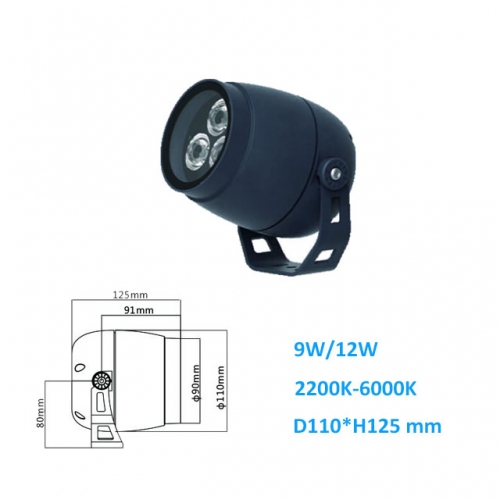 9W 12W AC220V/DC24V Rund CREE LED Fluter Aussen Strahler Scheinwerfer 15/30/45 Grad, IP65