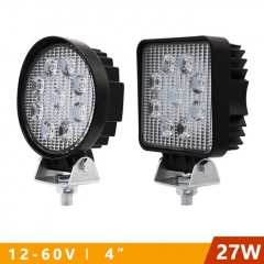 27W DC12V 24V round/square LED Auxiliary Work Light Lamp Flood Beam IP67