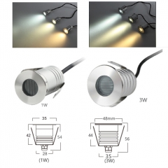 1W 3W DC12V-24V LED encastrée éclairage de l'escalier murale IP67