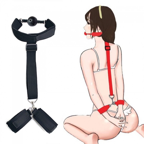 Sex Fetish Mouth Ball Gag with Strap Hand Cuffs Adult Games Bondage Sex Toys for Couples Restraints XN0036