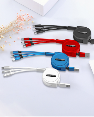 120cm 3 In 1 USB Charge Cable for iPhone & Micro USB & USB C Cable Retractable Portable Charging Cable For Iphone X 8 Sam