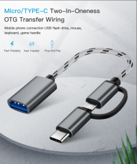 2 in 1 USB 3.0 Adapter Cable for Sam Nylon Braid Micro USB Type C Data Sync Adapter for Huawei for MacBook Type-C