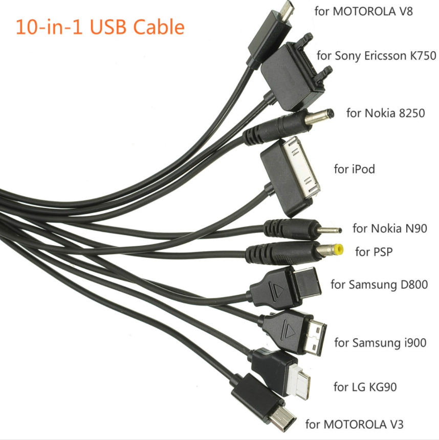 10 In 1 Universal Portable Lightweight Multi Functions USB Charge Charging Cable Fast Charging Compatible with Most Brand Phones