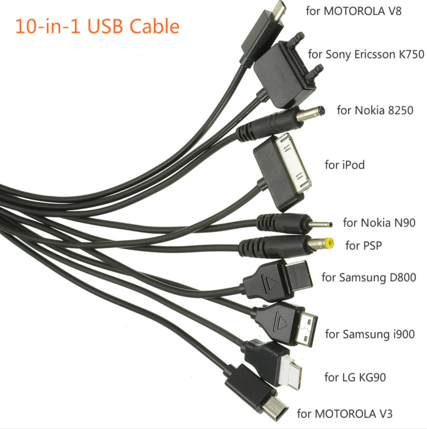 Cable Adaptador Cargador Universal 10 en 1 Multi USB para teléfono móvil PSP