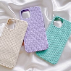 For iPhone 12 Case and iPhone 12 Pro,Knitted striped siliconer Full Body, Protective Shockproof phone Cases