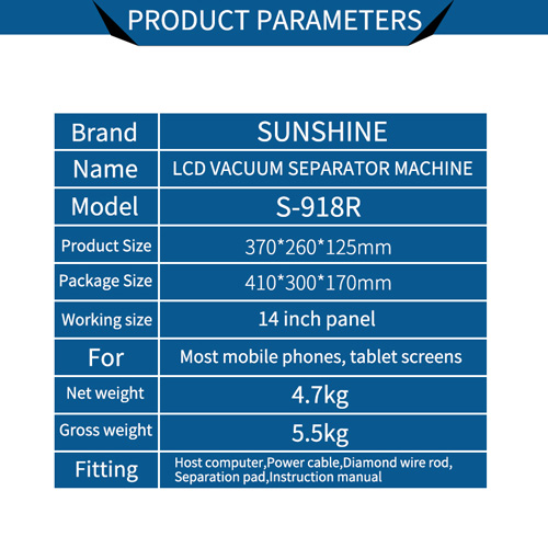 Sunshine S-918R LCD Touch Screen Separator Machine