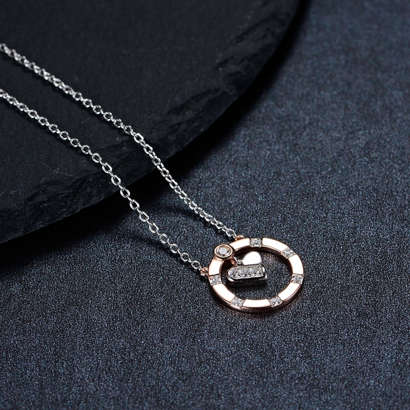 Circle Surround Heart Shape Necklace