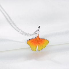 Ginkgo Leaf Shape Enamel Pendant