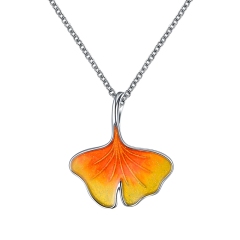Ginkgo Leaf Shape Enamel Pendant