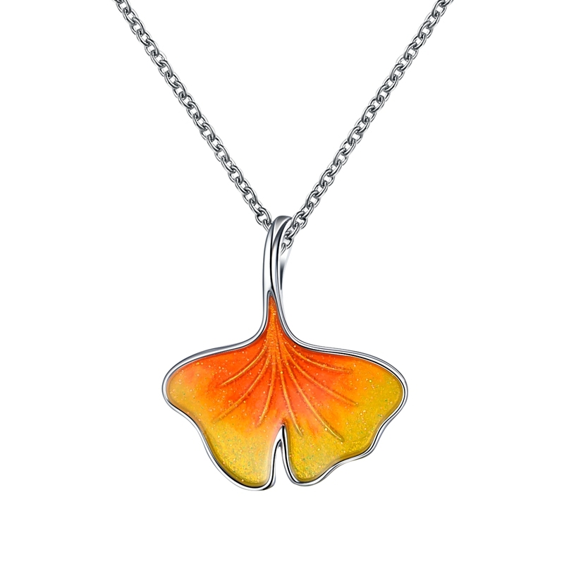 Ginkgo Leaf Shape Enamel Pendant