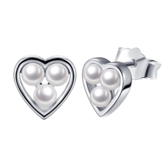 Pearl Heart Earring Studs