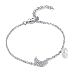 Moon Shape with Pearl Bracelet