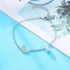 Moon Shape with Pearl Bracelet
