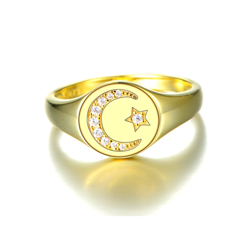 Gold Color Star Moon Ring