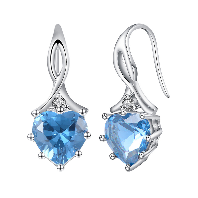 March birthstone heart earrings