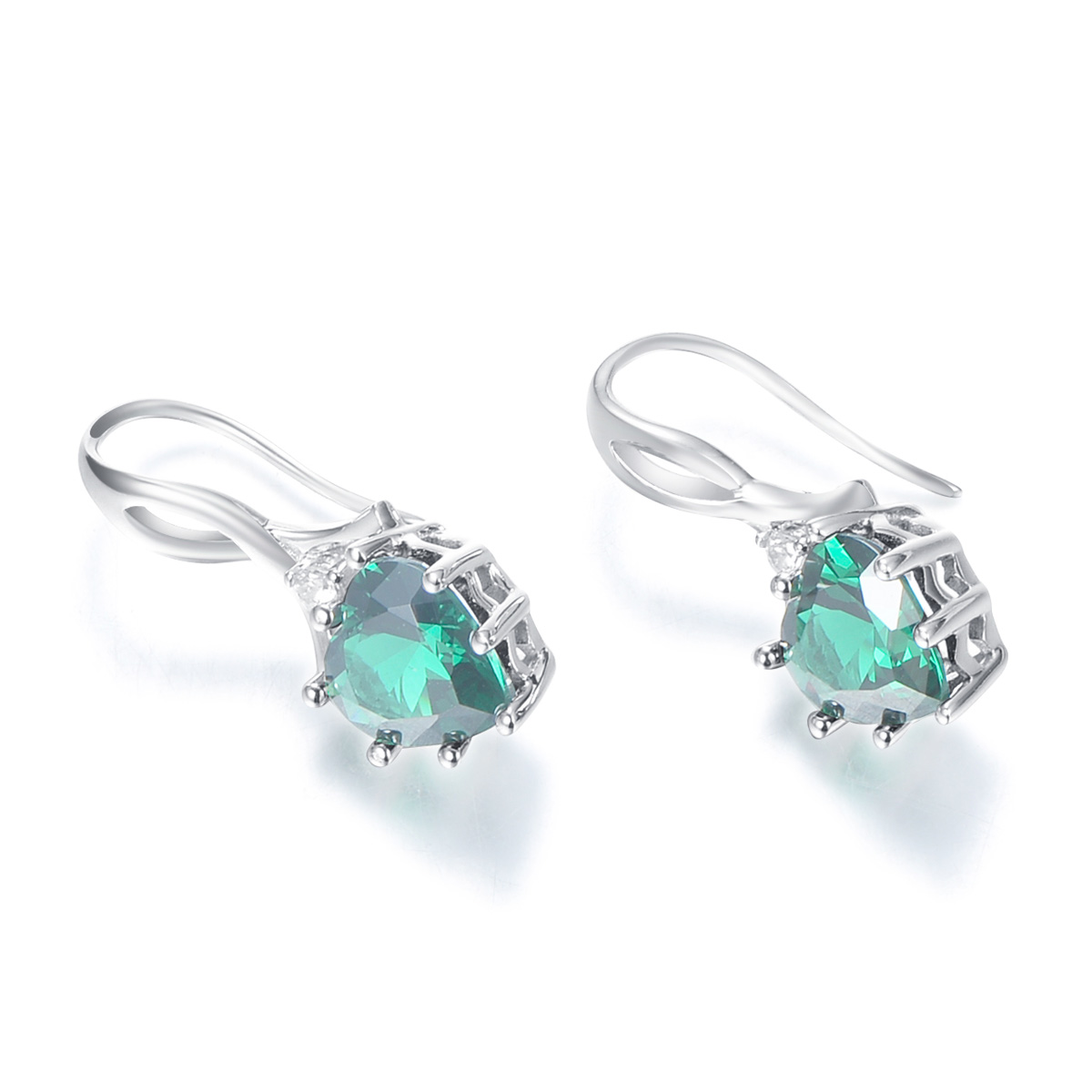 May birthstone heart earrings