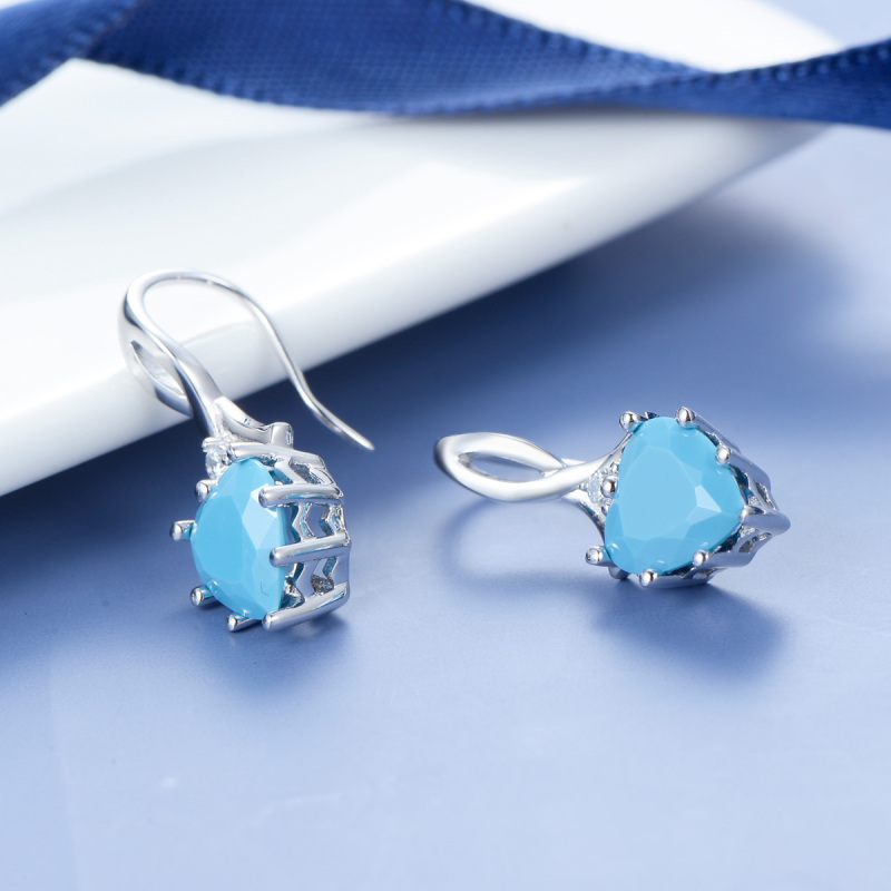 December birthstone heart earrings
