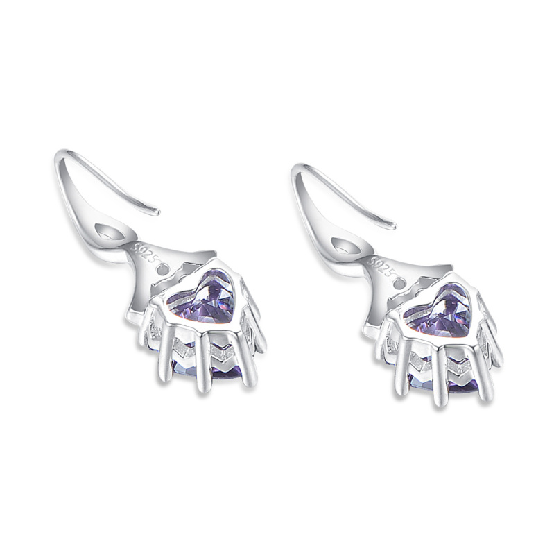 February birthstone heart earrings