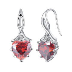 January birthstone heart earrings