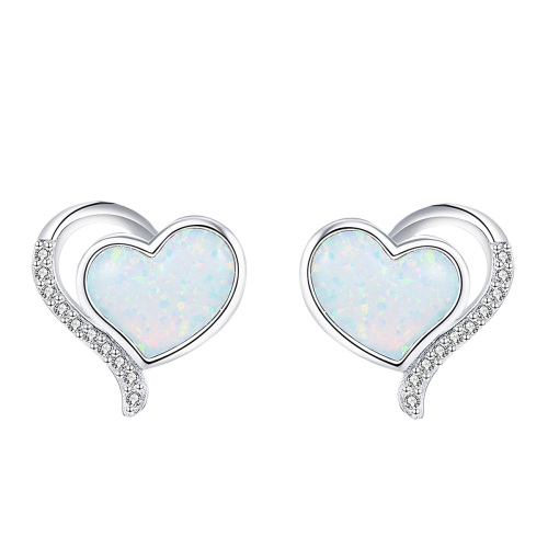 heart-shaped opal stud earrings
