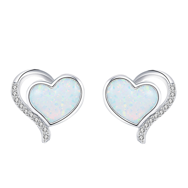 heart-shaped opal stud earrings
