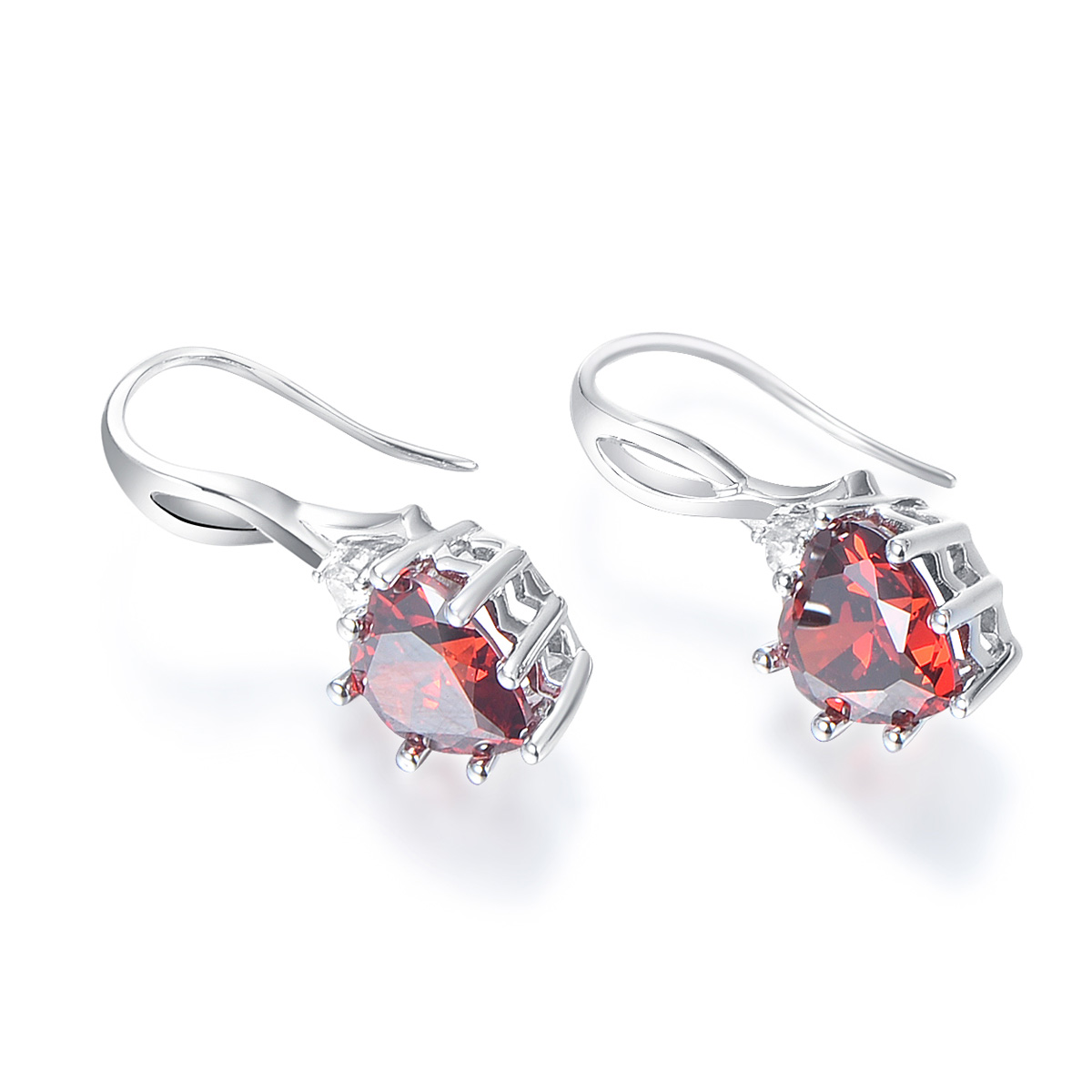 January birthstone heart earrings