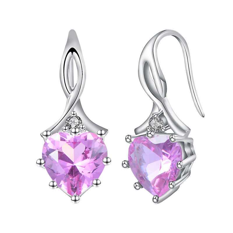 October birthstone heart earrings