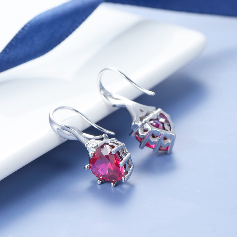 July birthstone heart earrings