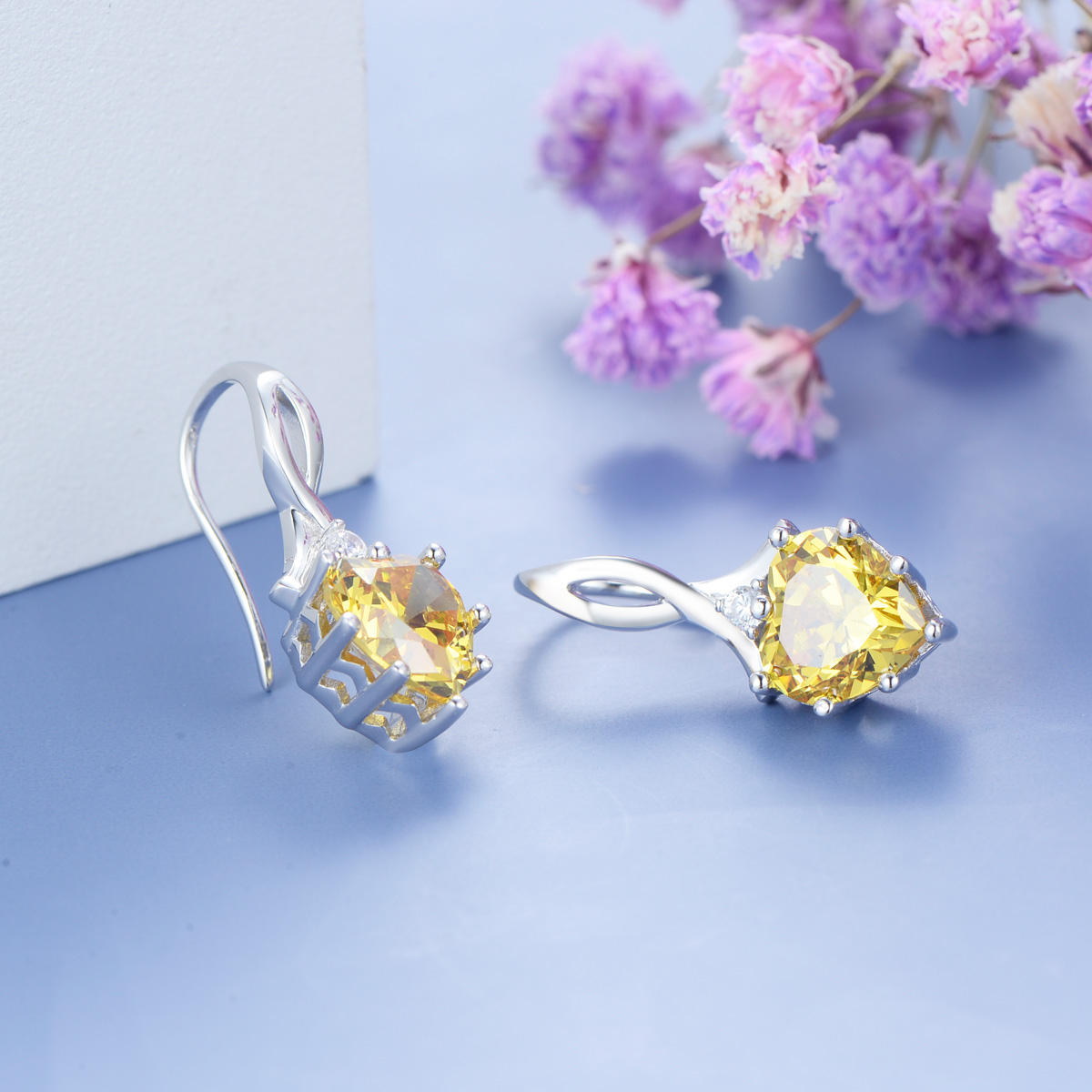 November birthstone heart earrings
