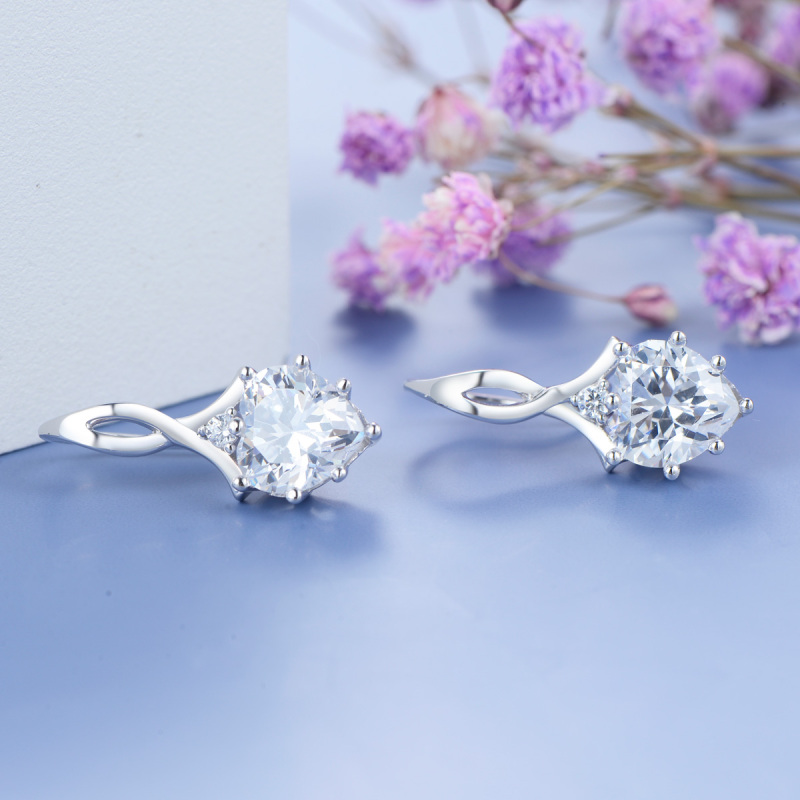 April birthstone heart earrings