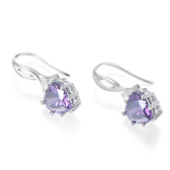 February birthstone heart earrings