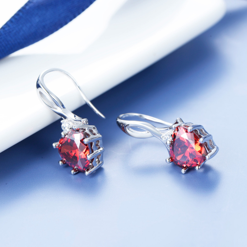 January birthstone heart earrings