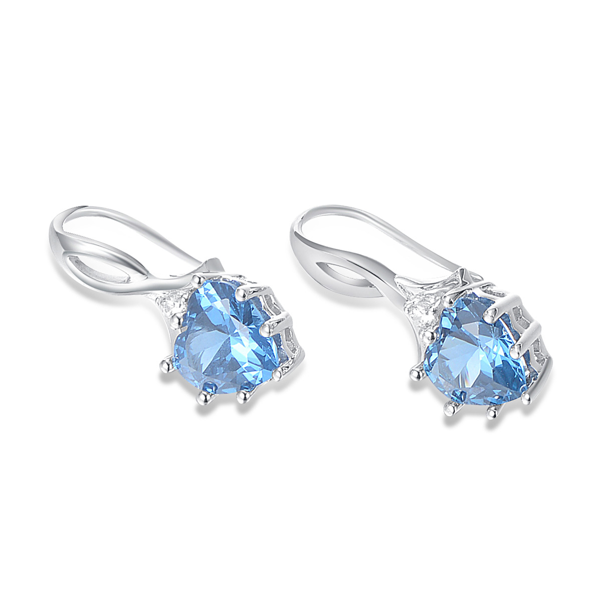 March birthstone heart earrings