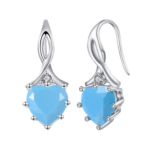 December birthstone heart earrings