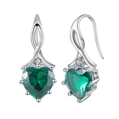 May birthstone heart earrings