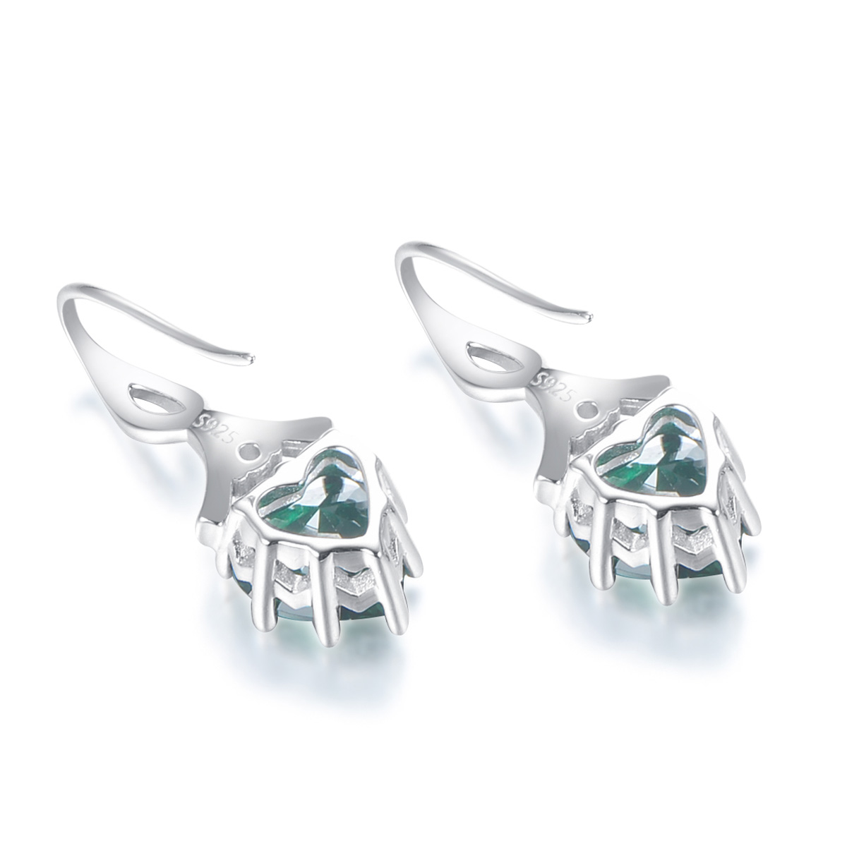 May birthstone heart earrings