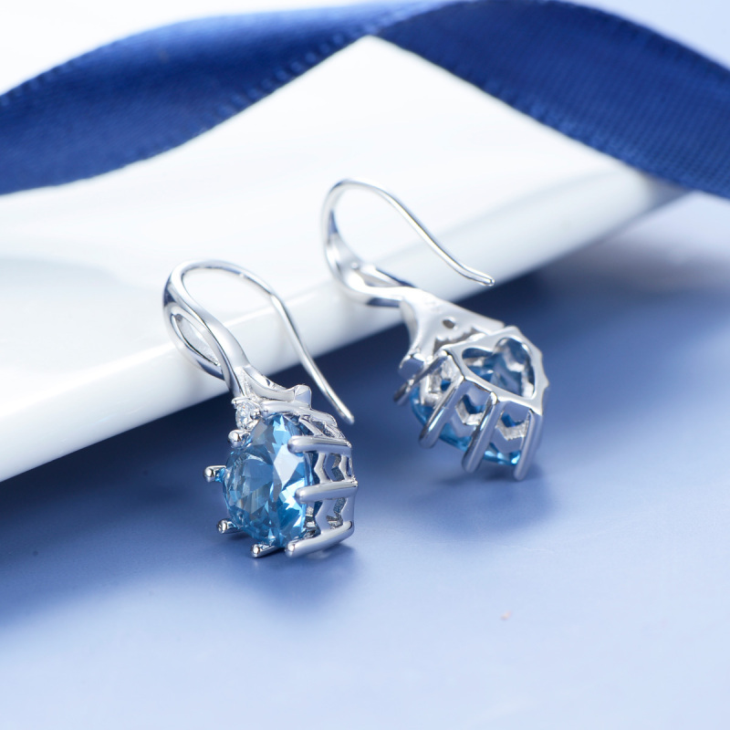 March birthstone heart earrings