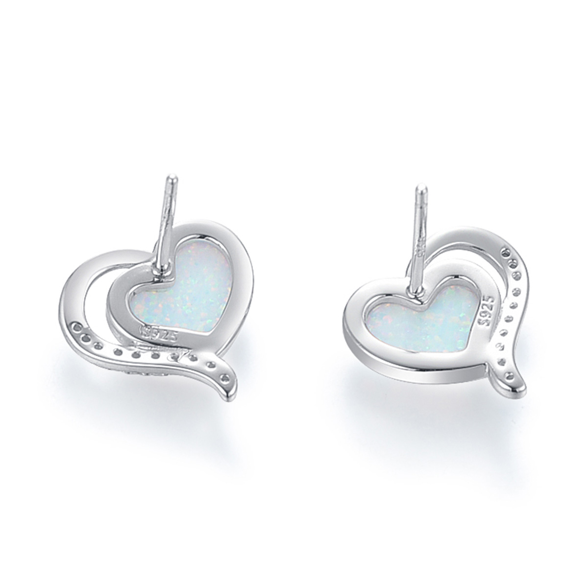heart-shaped opal stud earrings