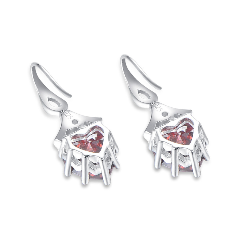 January birthstone heart earrings